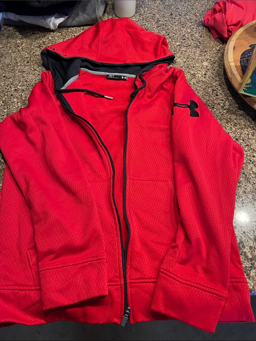 Under Armour Red Full-Zip Hooded Jacket with Black Trim